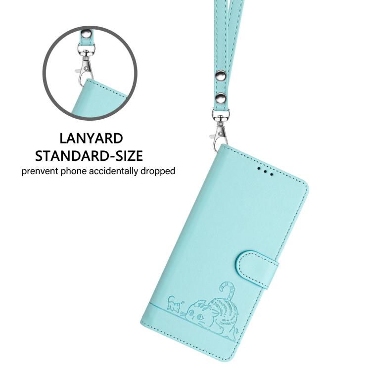Cat Rat Embossed Pattern RFID Leather Phone Case with Lanyard, For Realme P4 5G, For Realme 15T 5G Global, For Realme C71 4G India, For Realme 15 / 15 Pro 5G Global