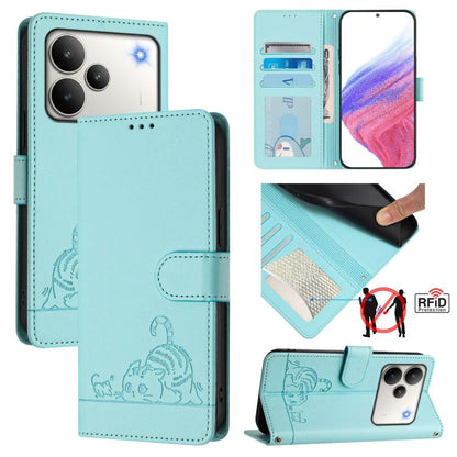 Cat Rat Embossed Pattern RFID Leather Phone Case with Lanyard, For Realme 16 Pro 5G Global, For Realme Note 70 4G / 70T 4G, For Realme C85 5G / 15x 5G India, For Realme P4 Pro 5G