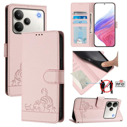 Cat Rat Embossed Pattern RFID Leather Phone Case with Lanyard, For Realme 16 Pro 5G Global, For Realme Note 70 4G / 70T 4G, For Realme C85 5G / 15x 5G India, For Realme P4 Pro 5G