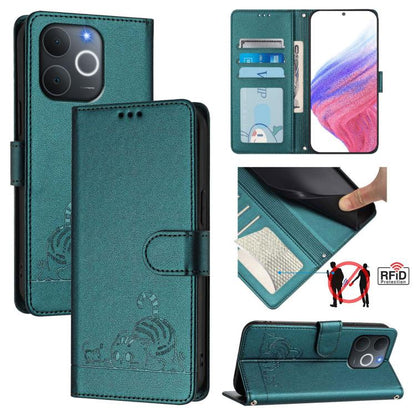 Cat Rat Embossed Pattern RFID Leather Phone Case with Lanyard, For Realme 16 Pro 5G Global, For Realme Note 70 4G / 70T 4G, For Realme C85 5G / 15x 5G India, For Realme P4 Pro 5G