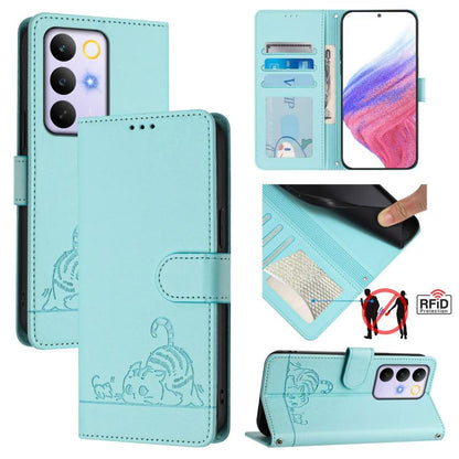 Cat Rat Embossed Pattern RFID Leather Phone Case with Lanyard, For Realme 16 Pro 5G Global, For Realme Note 70 4G / 70T 4G, For Realme C85 5G / 15x 5G India, For Realme P4 Pro 5G