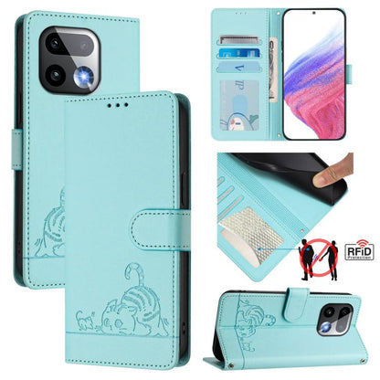 Cat Rat Embossed Pattern RFID Leather Phone Case with Lanyard, For Realme Note 80 4G Global, For Realme C83 5G India / C85 5G, For Realme 16 5G Global, For Realme 16 Pro+ 5G Global