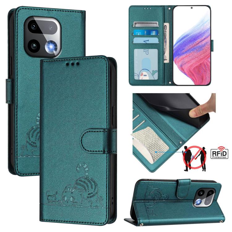 Cat Rat Embossed Pattern RFID Leather Phone Case with Lanyard, For Realme Note 80 4G Global, For Realme C83 5G India / C85 5G, For Realme 16 5G Global, For Realme 16 Pro+ 5G Global