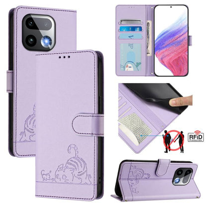 Cat Rat Embossed Pattern RFID Leather Phone Case with Lanyard, For Realme Note 80 4G Global, For Realme C83 5G India / C85 5G, For Realme 16 5G Global, For Realme 16 Pro+ 5G Global