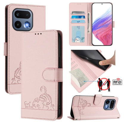Cat Rat Embossed Pattern RFID Leather Phone Case with Lanyard, For Realme 16 Pro 5G Global, For Realme Note 70 4G / 70T 4G, For Realme C85 5G / 15x 5G India, For Realme P4 Pro 5G