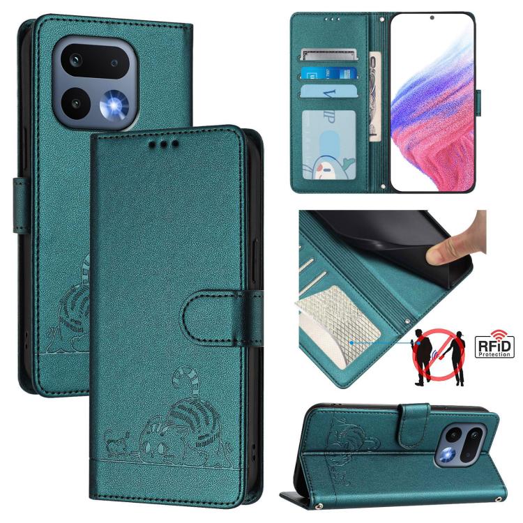 Cat Rat Embossed Pattern RFID Leather Phone Case with Lanyard, For Realme 16 Pro 5G Global, For Realme Note 70 4G / 70T 4G, For Realme C85 5G / 15x 5G India, For Realme P4 Pro 5G
