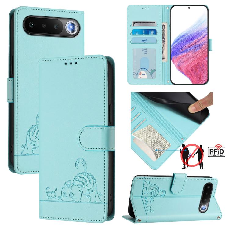 Cat Rat Embossed Pattern RFID Leather Phone Case with Lanyard, For Realme Note 80 4G Global, For Realme C83 5G India / C85 5G, For Realme 16 5G Global, For Realme 16 Pro+ 5G Global