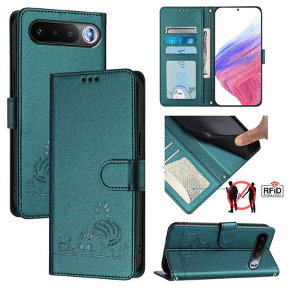 Cat Rat Embossed Pattern RFID Leather Phone Case with Lanyard, For Realme Note 80 4G Global, For Realme C83 5G India / C85 5G, For Realme 16 5G Global, For Realme 16 Pro+ 5G Global