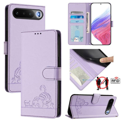 Cat Rat Embossed Pattern RFID Leather Phone Case with Lanyard, For Realme Note 80 4G Global, For Realme C83 5G India / C85 5G, For Realme 16 5G Global, For Realme 16 Pro+ 5G Global