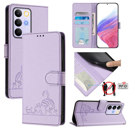 Cat Rat Embossed Pattern RFID Leather Phone Case with Lanyard, For Realme Note 80 4G Global, For Realme C83 5G India / C85 5G, For Realme 16 5G Global, For Realme 16 Pro+ 5G Global