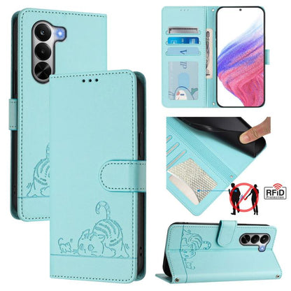 Cat Rat Embossed Pattern RFID Leather Phone Case with Lanyard, For Realme P4x 5G / OnePlus Nord CE6 Lite, For Realme 16T 5G Global, For Realme C100 5G / C85 5G Global, For Realme P4 Power 5G