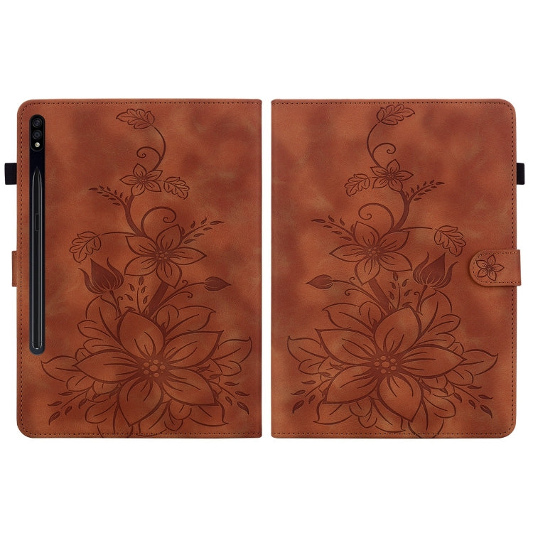 Lily Embossed Leather Tablet Case, For Samsung Galaxy Tab S7 FE/S8+/S7+, For Samsung Galaxy Tab S7 / S8, For Samsung Galaxy Tab A7 Lite 8.7