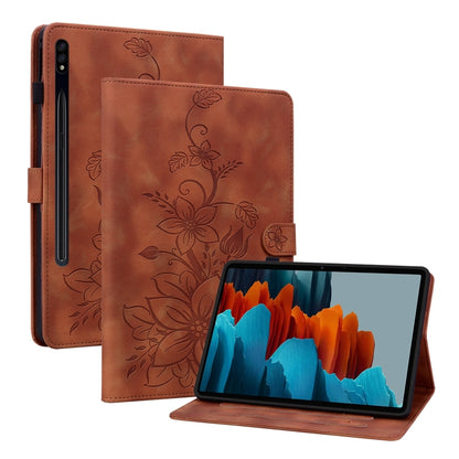 Lily Embossed Leather Tablet Case, For Samsung Galaxy Tab S7 FE/S8+/S7+, For Samsung Galaxy Tab S7 / S8, For Samsung Galaxy Tab A7 Lite 8.7
