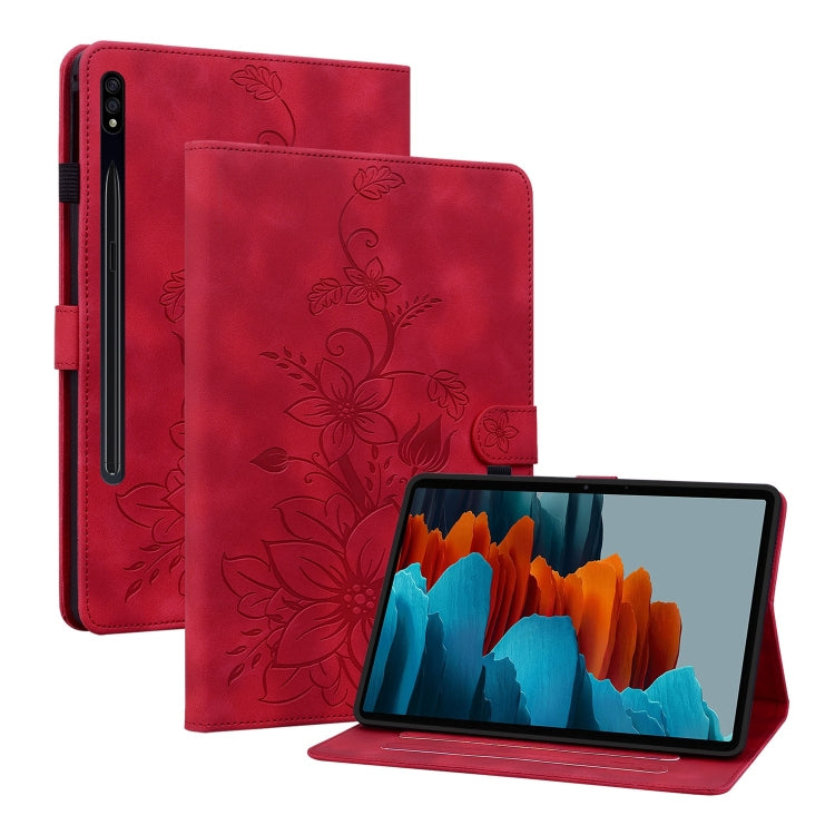 Lily Embossed Leather Tablet Case, For Samsung Galaxy Tab S7 FE/S8+/S7+, For Samsung Galaxy Tab S7 / S8, For Samsung Galaxy Tab A7 Lite 8.7