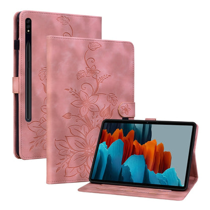 Lily Embossed Leather Tablet Case, For Samsung Galaxy Tab S7 FE/S8+/S7+, For Samsung Galaxy Tab S7 / S8, For Samsung Galaxy Tab A7 Lite 8.7