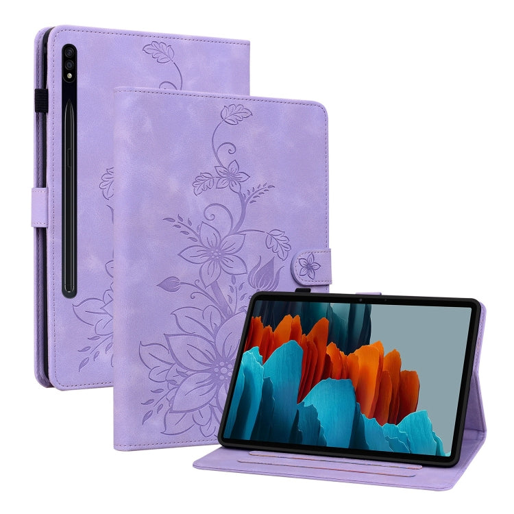 Lily Embossed Leather Tablet Case, For Samsung Galaxy Tab S7 FE/S8+/S7+, For Samsung Galaxy Tab S7 / S8, For Samsung Galaxy Tab A7 Lite 8.7