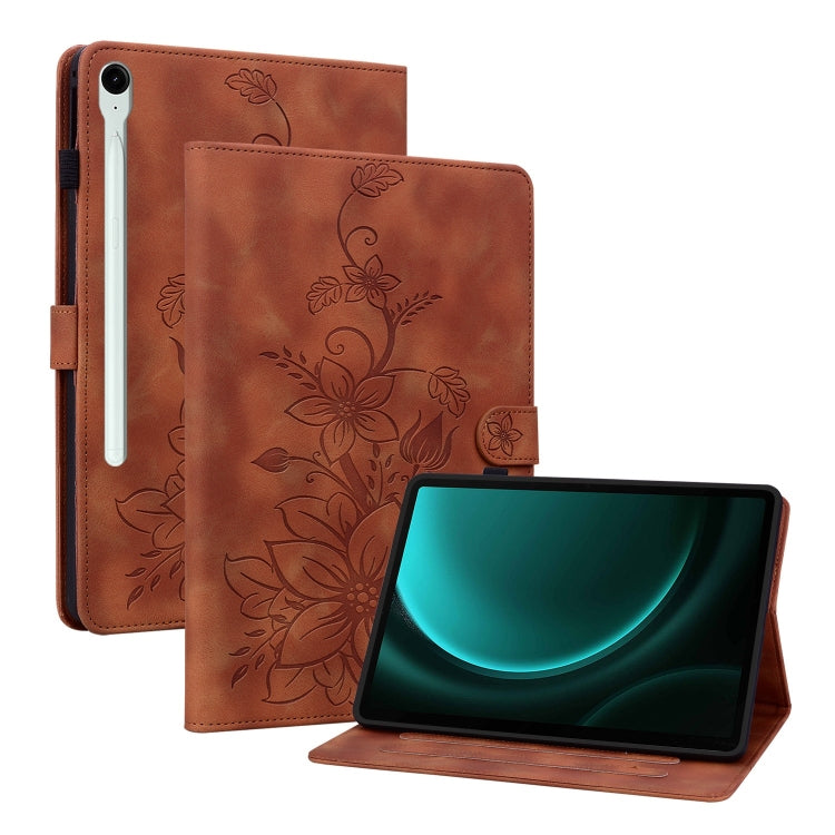 Lily Embossed Leather Tablet Case, For Samsung Galaxy Tab S11, For Samsung Galaxy Tab S9+ / S9 FE+, For Samsung Galaxy Tab S9 / S9 FE