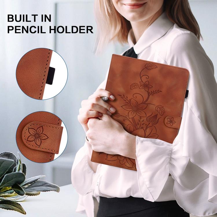 Lily Embossed Leather Tablet Case, For Galaxy Tab S12+, For Samsung Galaxy Tab A11+ / A9+, For Samsung Galaxy Tab A11 / A9