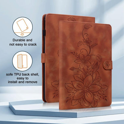 Lily Embossed Leather Tablet Case, For Galaxy Tab S12+, For Samsung Galaxy Tab A11+ / A9+, For Samsung Galaxy Tab A11 / A9