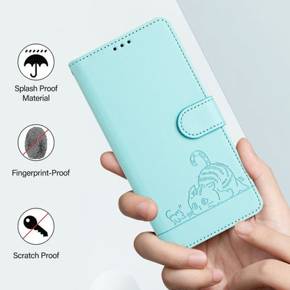 Cat Rat Embossed Pattern RFID Leather Phone Case with Lanyard, For OnePlus Nord CE3 5G India, For OnePlus Nord N30, For OnePlus Nord CE 3 Lite 5G, For OnePlus Ace 2V / Nord 3