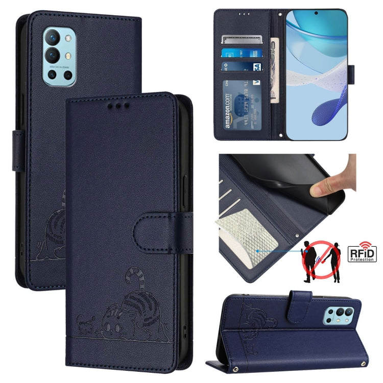 Cat Rat Embossed Pattern RFID Leather Phone Case with Lanyard, For OnePlus Nord N10 5G, For OnePlus 9R / 8T