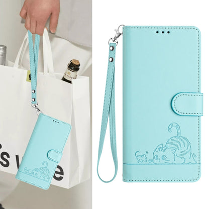 Cat Rat Embossed Pattern RFID Leather Phone Case with Lanyard, For OnePlus Nord 4 5G, For OnePlus Nord 4 5G Global, For OnePlus Nord CE4 Lite, For OnePlus Nord 2 Lite