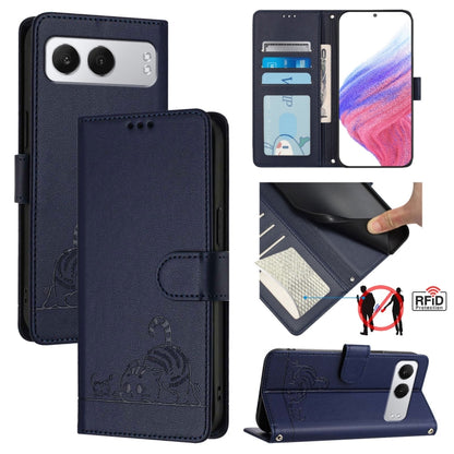 Cat Rat Embossed Pattern RFID Leather Phone Case with Lanyard, For OnePlus Nord 4 5G, For OnePlus Nord 4 5G Global, For OnePlus Nord CE4 Lite, For OnePlus Nord 2 Lite