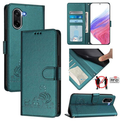 Cat Rat Embossed Pattern RFID Leather Phone Case with Lanyard, For OnePlus Turbo 6X Pro 5G, For OnePlus Turbo 6 / Turbo 6V, For OnePlus Ace 5 Ultra, For OnePlus Ace 5 Racing