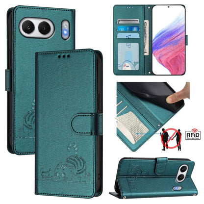 Cat Rat Embossed Pattern RFID Leather Phone Case with Lanyard, For OnePlus Nord 4 5G, For OnePlus Nord 4 5G Global, For OnePlus Nord CE4 Lite, For OnePlus Nord 2 Lite