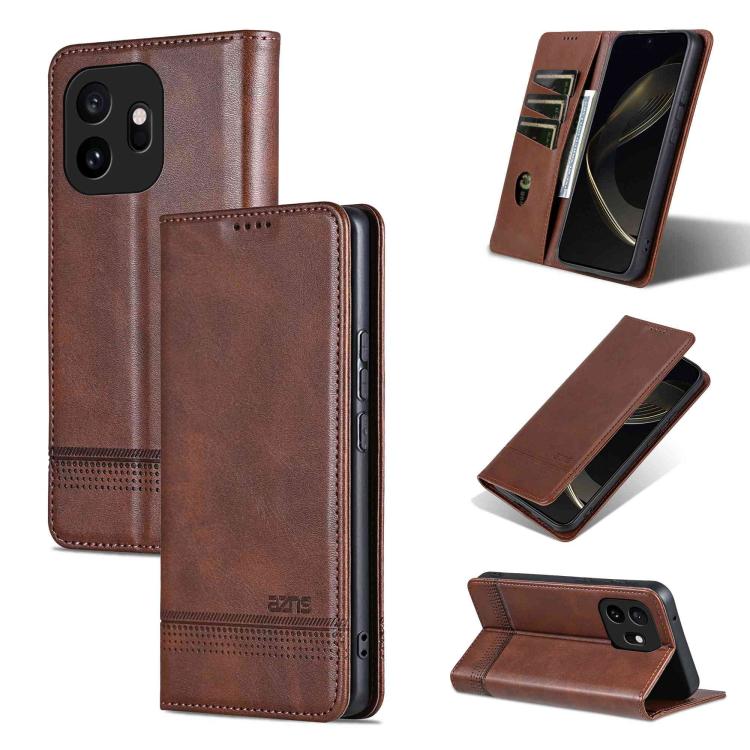 AZNS Magnetic Calf Texture Flip Leather Phone Case, For OnePlus Turbo 6/Nord 6 5G, For OnePlus 15T, For OnePlus 15, For OnePlus Nord CE4