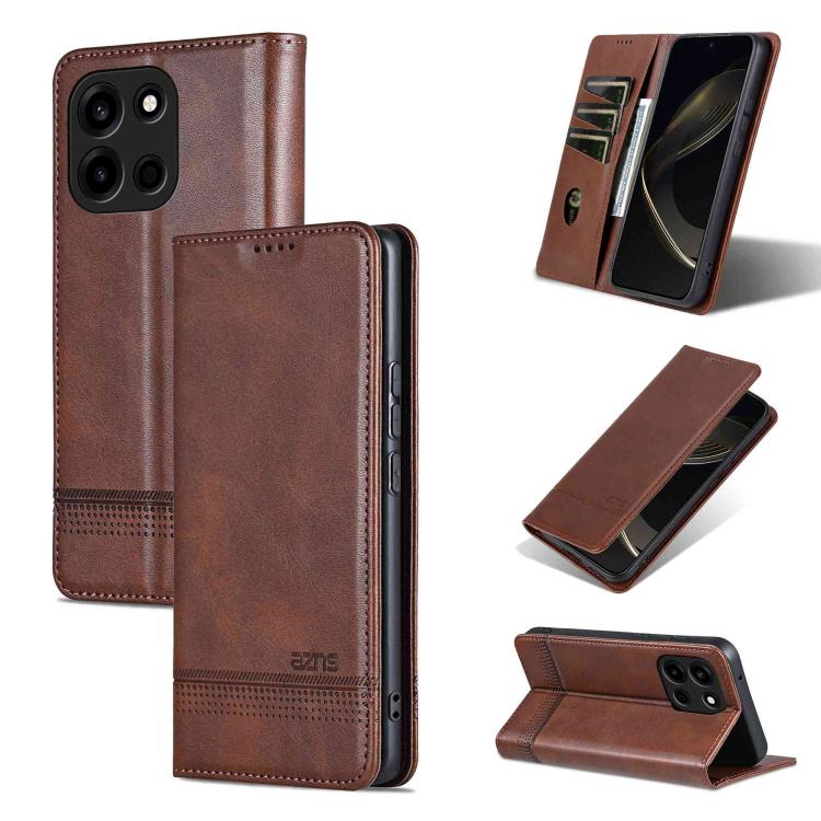 AZNS Magnetic Calf Texture Flip Leather Phone Case, For OnePlus Turbo 6/Nord 6 5G, For OnePlus 15T, For OnePlus 15, For OnePlus Nord CE4