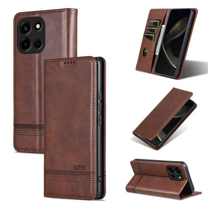 AZNS Magnetic Calf Texture Flip Leather Phone Case, For OnePlus Turbo 6/Nord 6 5G, For OnePlus 15T, For OnePlus 15, For OnePlus Nord CE4