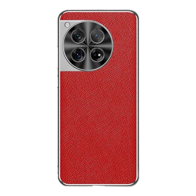 Silver Edge Cross Texture PU Leather Phone Case, For OnePlus Ace 3, For OnePlus 12, For OnePlus Ace 2 Pro, For OnePlus Ace 2, For OnePlus 11