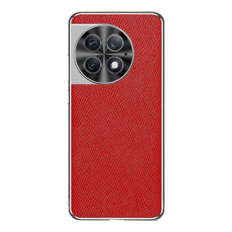 Silver Edge Cross Texture PU Leather Phone Case, For OnePlus Ace 3, For OnePlus 12, For OnePlus Ace 2 Pro, For OnePlus Ace 2, For OnePlus 11