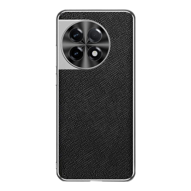 Silver Edge Cross Texture PU Leather Phone Case, For OnePlus Ace 3, For OnePlus 12, For OnePlus Ace 2 Pro, For OnePlus Ace 2, For OnePlus 11