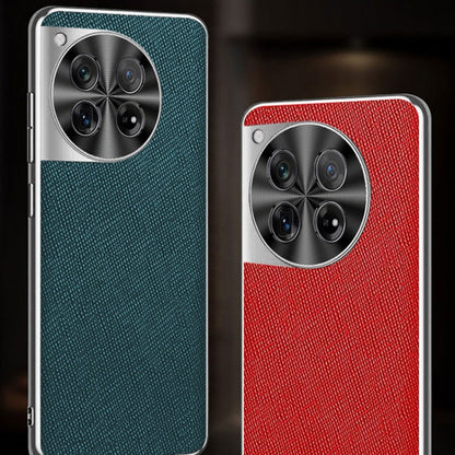 Silver Edge Cross Texture PU Leather Phone Case, For OnePlus Ace 3, For OnePlus 12, For OnePlus Ace 2 Pro, For OnePlus Ace 2, For OnePlus 11