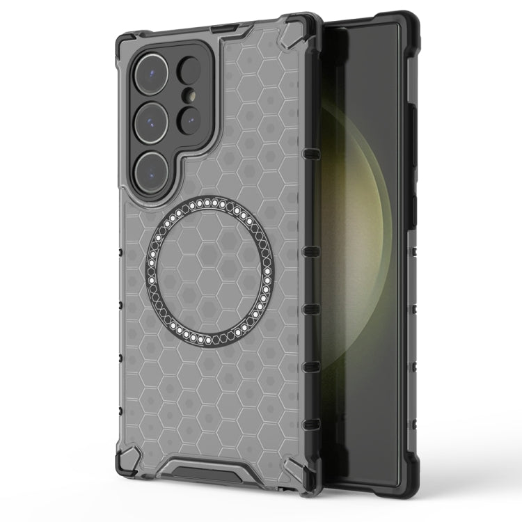 Honeycomb Magnetic Ring Shockproof Phone Case, For Samsung Galaxy S25 5G, For Samsung Galaxy S25+ 5G, For Samsung Galaxy S25 Ultra 5G, For Samsung Galaxy S24 Ultra 5G