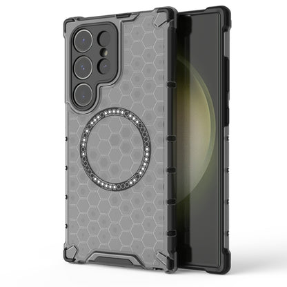 Honeycomb Magnetic Ring Shockproof Phone Case, For Samsung Galaxy S25 5G, For Samsung Galaxy S25+ 5G, For Samsung Galaxy S25 Ultra 5G, For Samsung Galaxy S24 Ultra 5G
