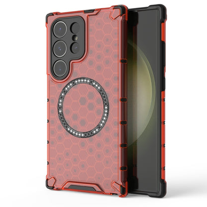 Honeycomb Magnetic Ring Shockproof Phone Case, For Samsung Galaxy S25 5G, For Samsung Galaxy S25+ 5G, For Samsung Galaxy S25 Ultra 5G, For Samsung Galaxy S24 Ultra 5G