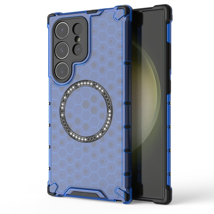 Honeycomb Magnetic Ring Shockproof Phone Case, For Samsung Galaxy S25 5G, For Samsung Galaxy S25+ 5G, For Samsung Galaxy S25 Ultra 5G, For Samsung Galaxy S24 Ultra 5G
