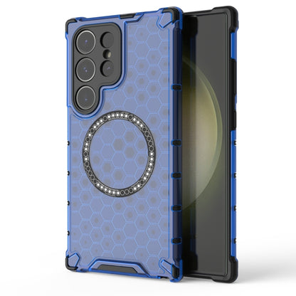 Honeycomb Magnetic Ring Shockproof Phone Case, For Samsung Galaxy S25 5G, For Samsung Galaxy S25+ 5G, For Samsung Galaxy S25 Ultra 5G, For Samsung Galaxy S24 Ultra 5G
