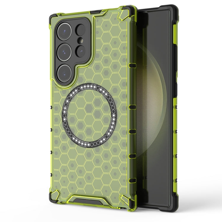 Honeycomb Magnetic Ring Shockproof Phone Case, For Samsung Galaxy S25 5G, For Samsung Galaxy S25+ 5G, For Samsung Galaxy S25 Ultra 5G, For Samsung Galaxy S24 Ultra 5G