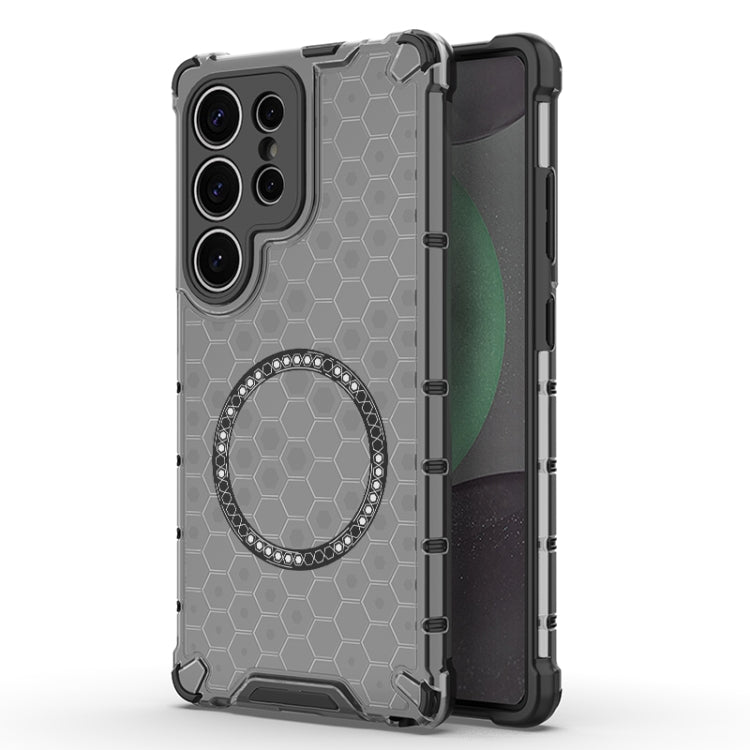 Honeycomb Magnetic Ring Shockproof Phone Case, For Samsung Galaxy S25 5G, For Samsung Galaxy S25+ 5G, For Samsung Galaxy S25 Ultra 5G, For Samsung Galaxy S24 Ultra 5G