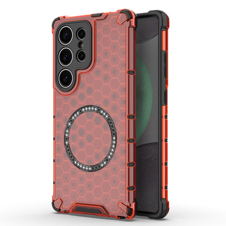 Honeycomb Magnetic Ring Shockproof Phone Case, For Samsung Galaxy S25 5G, For Samsung Galaxy S25+ 5G, For Samsung Galaxy S25 Ultra 5G, For Samsung Galaxy S24 Ultra 5G