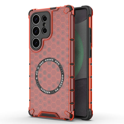 Honeycomb Magnetic Ring Shockproof Phone Case, For Samsung Galaxy S25 5G, For Samsung Galaxy S25+ 5G, For Samsung Galaxy S25 Ultra 5G, For Samsung Galaxy S24 Ultra 5G
