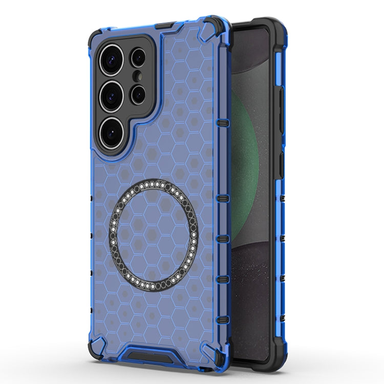 Honeycomb Magnetic Ring Shockproof Phone Case, For Samsung Galaxy S25 5G, For Samsung Galaxy S25+ 5G, For Samsung Galaxy S25 Ultra 5G, For Samsung Galaxy S24 Ultra 5G