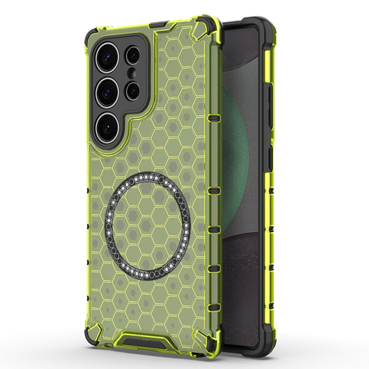 Honeycomb Magnetic Ring Shockproof Phone Case, For Samsung Galaxy S25 5G, For Samsung Galaxy S25+ 5G, For Samsung Galaxy S25 Ultra 5G, For Samsung Galaxy S24 Ultra 5G