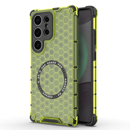 Honeycomb Magnetic Ring Shockproof Phone Case, For Samsung Galaxy S25 5G, For Samsung Galaxy S25+ 5G, For Samsung Galaxy S25 Ultra 5G, For Samsung Galaxy S24 Ultra 5G