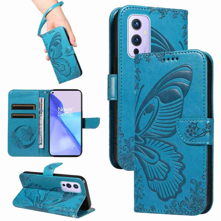 Swallowtail Butterfly Embossed Leather Phone Case, For OnePlus 9