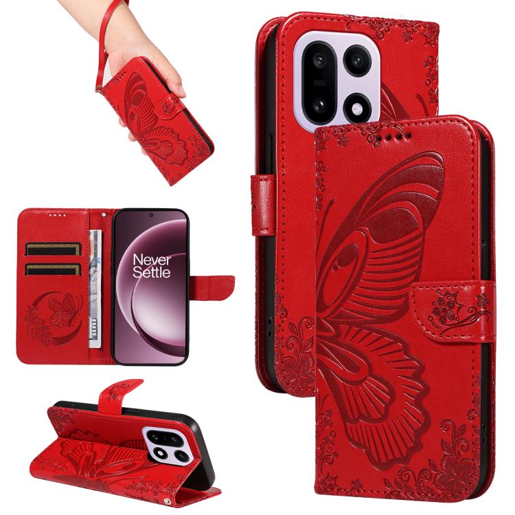 Swallowtail Butterfly Embossed Leather Phone Case, For OnePlus Ace 6 Ultra, For OnePlus Ace 6, For OnePlus 15, For OnePlus Ace 5 Ultra